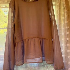 LOFT Sheer Tan Blouse